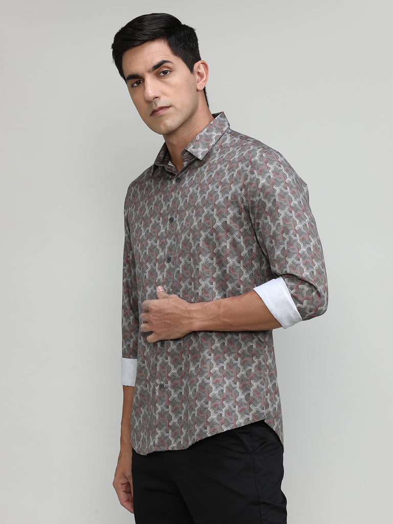 Exclusive Purple Collection Red Copper Slim Fit Printed Premium Cotton Shirt