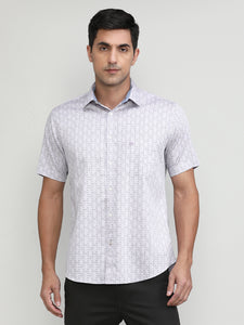 Lilac Slim Fit Premium Cotton Printed Shirt With Pocket-SS25