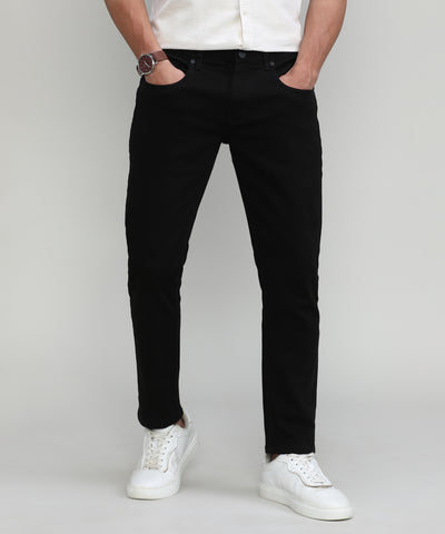 Jet Black Ankle Length Stretch Denim