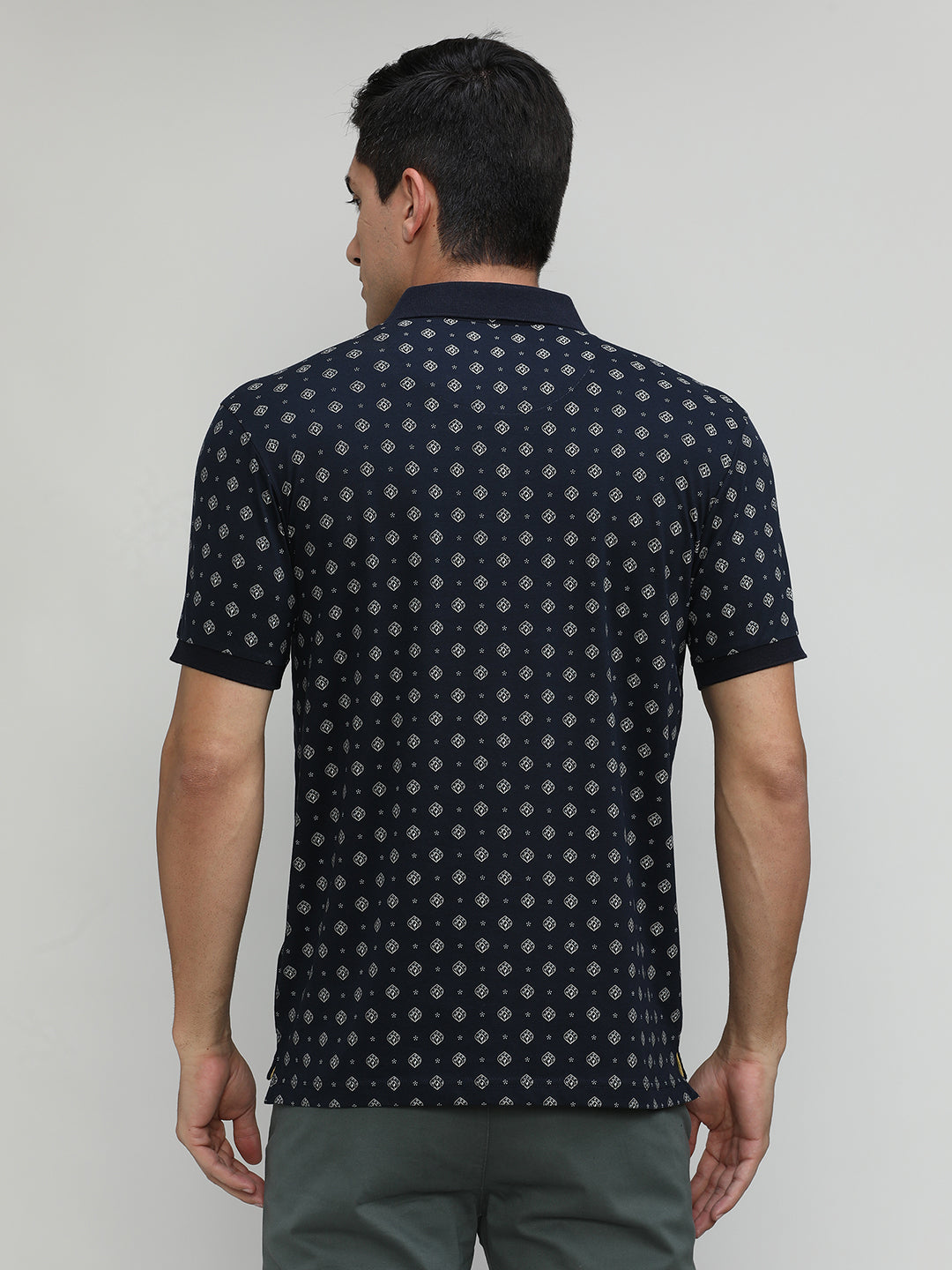 Black Jersey Cotton Lycra Printed Polo T-shirt