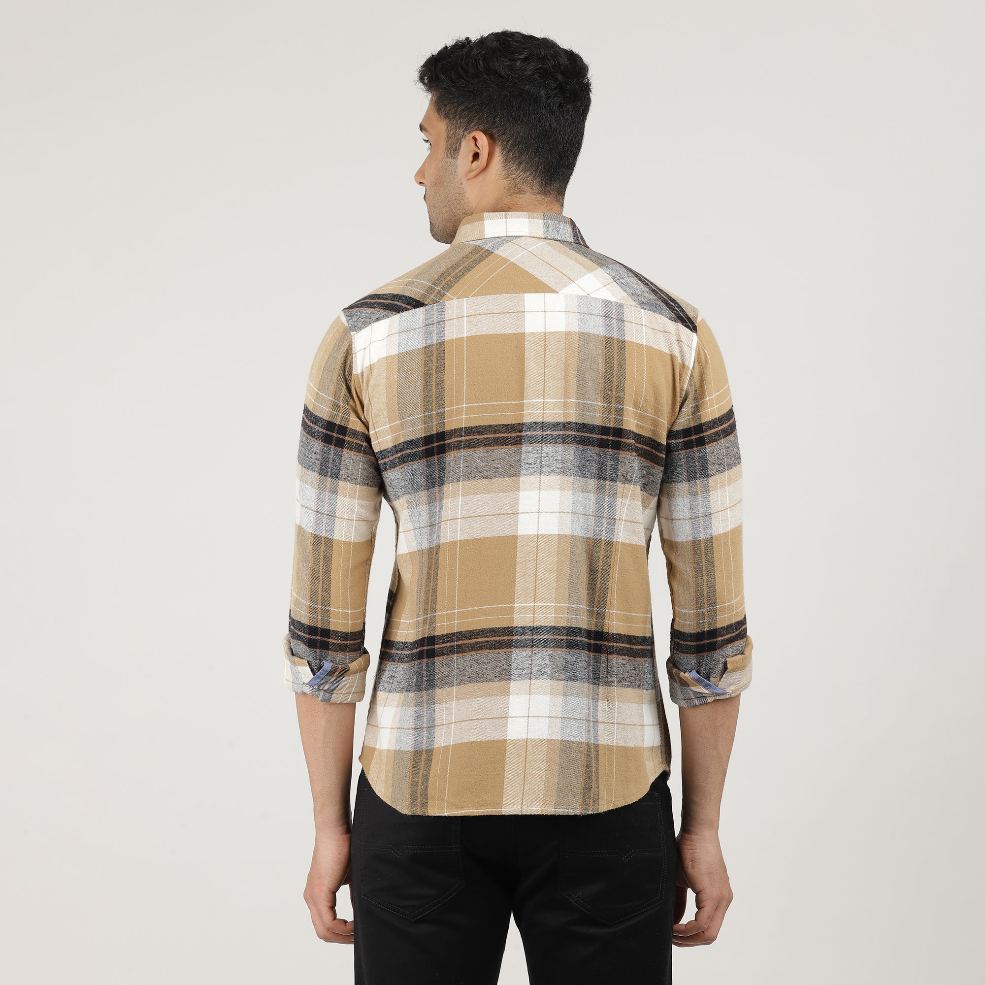 Pistachio Brushed Checks Shirt With Double Pocket