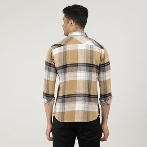 Pistachio Brushed Checks Shirt With Double Pocket