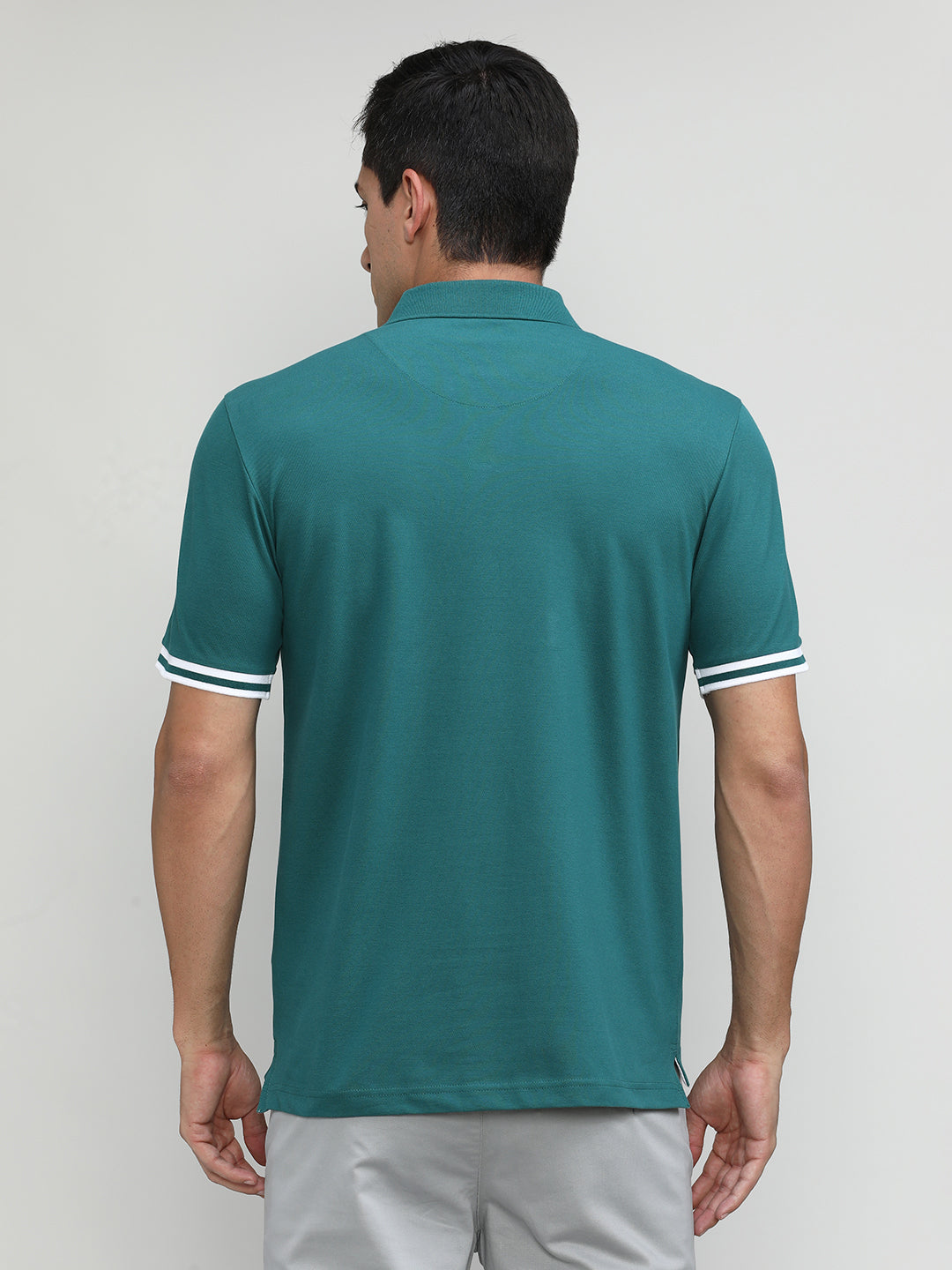 Bottle Green Pique Cotton Lycra Solid Polo T-shirt