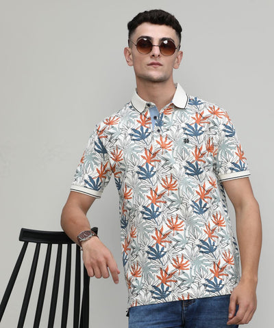 Sunflower Pique Cotton Lycra Printed Polo T-shirt