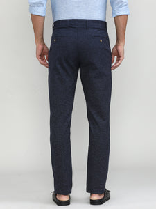 Eclipse Blue Cotton Trousers Slim Tapered Fit