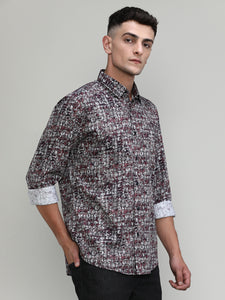 Exclusive Purple Collection Dry Berry Slim Fit Printed Premium Cotton Shirt