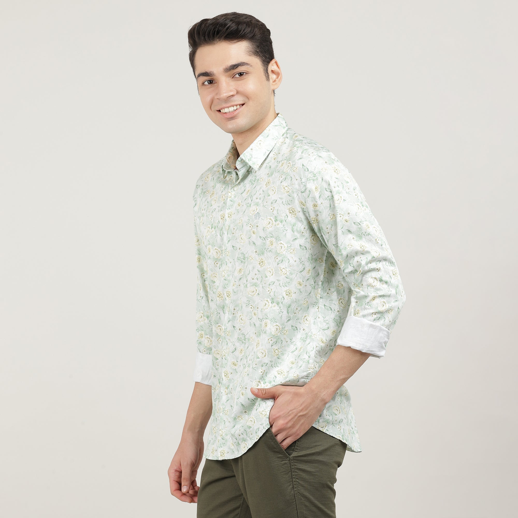 LAKE OLIVE, FULL SLEEVES SHIRT, PRINT-AW24