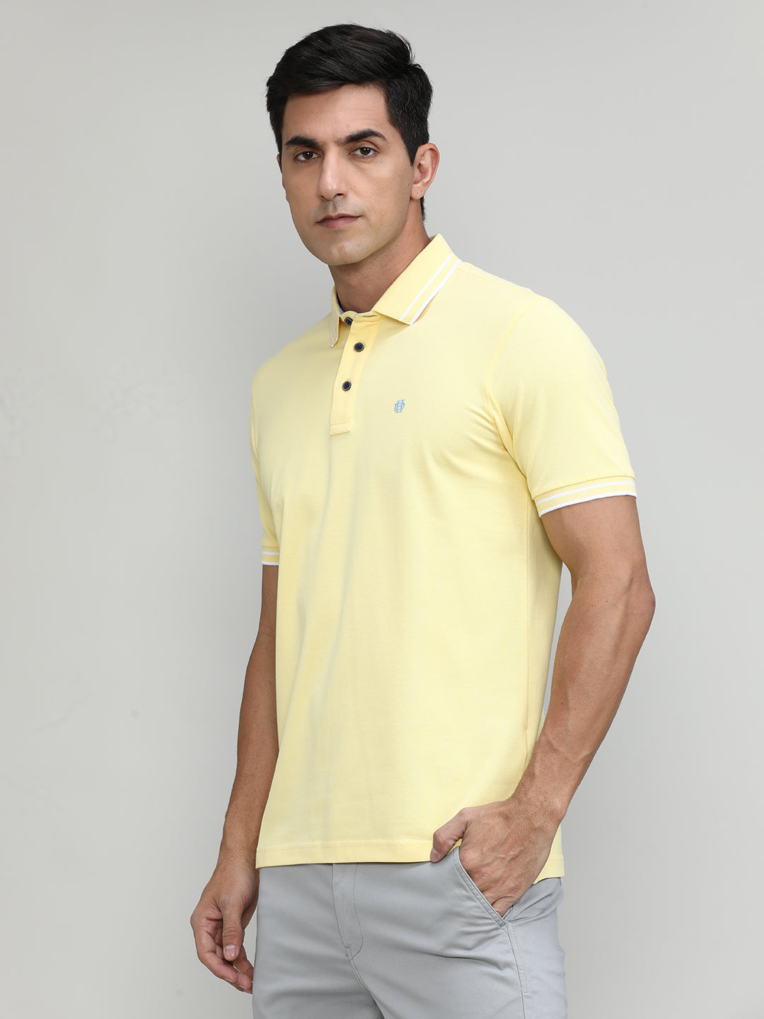 Popcorn Pique Cotton Lycra Solid Polo T-shirt