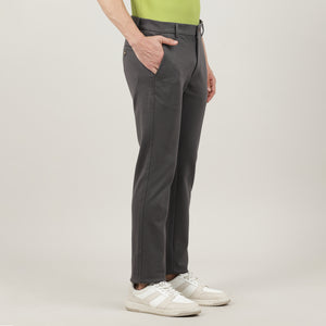 Dark Grey-Cotton Trousers-Slim Tapered Fit, Smart Formals