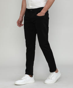 Jet Black Ankle Length Stretch Denim