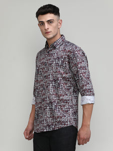 Exclusive Purple Collection Dry Berry Slim Fit Printed Premium Cotton Shirt