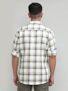 Fawn Shade Slim Fit Premuim Cotton Checks Shirt With Regular Pocket-SS25