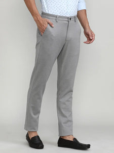 Grey Cotton Trousers Slim Tapered Fit