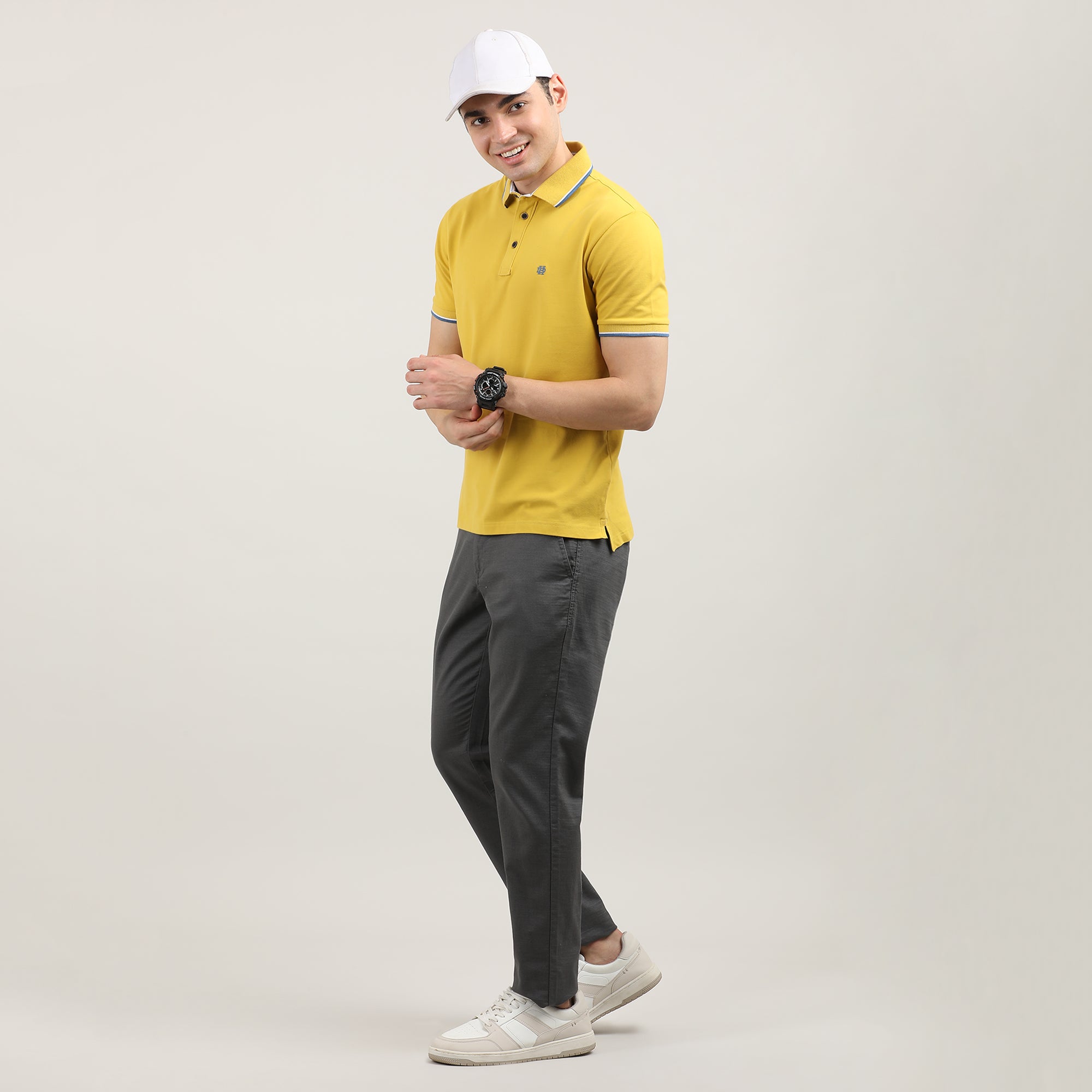 Lemon Pique Polo T-shirt With Tipping collar