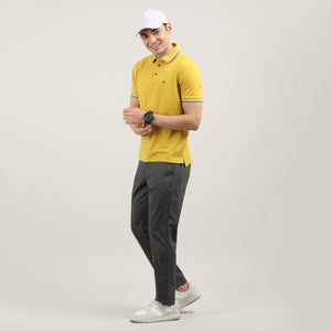 Lemon Pique Polo T-shirt With Tipping collar
