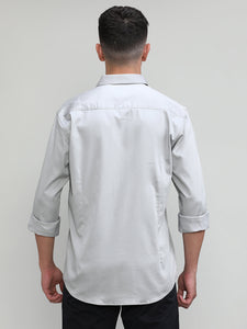 Grey Slim Fit Premium Satin Cotton Lycra Solid Shirt