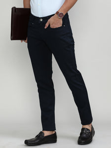 Deep Navy Slim Tapered Cotton Stretch Jeans