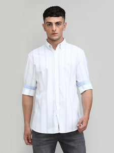 Snow Slim Fit Premium Cotton Lycra Stripe Shirt -SS25
