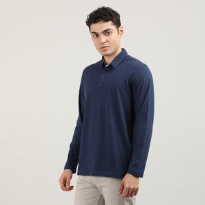 MELANGE BLUE-FULL SLEEVES-POLO-TSHIRT-AW24