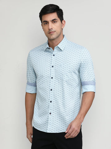 Sky Slim Fit Premium Cotton Printed Shirt With Pocket