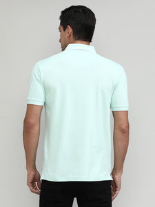 Misty Jade Pique Cotton Lycra Solid Polo T-shirt