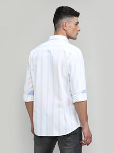 Snow Slim Fit Premium Cotton Lycra Stripe Shirt