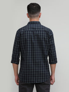 Exclusive Purple Collection Dark Navy Slim Fit Premium Cotton Checks Shirt