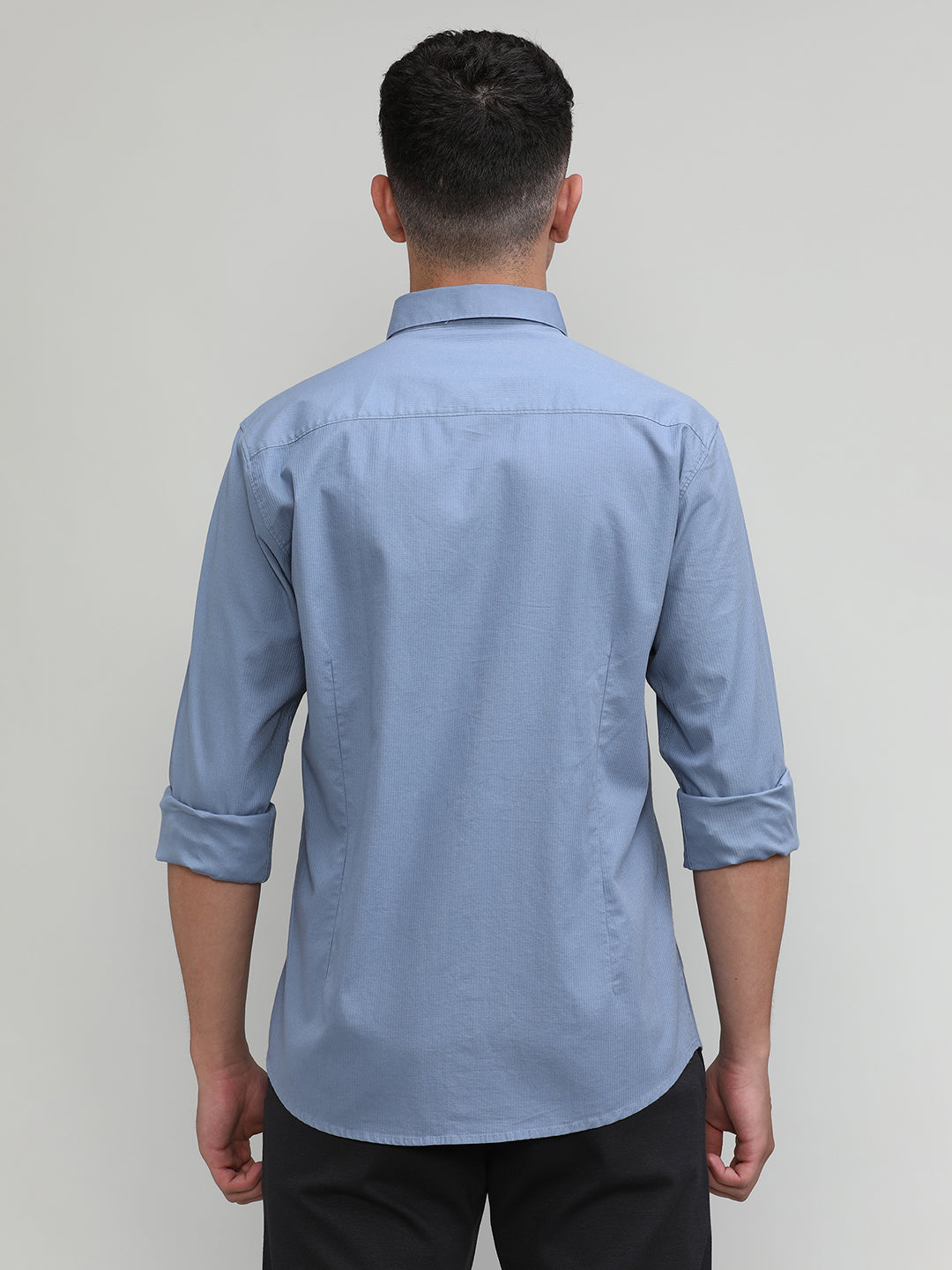 Carbon Blue Slim Fit Premium Cotton Lycra Solid Shirt -SS25