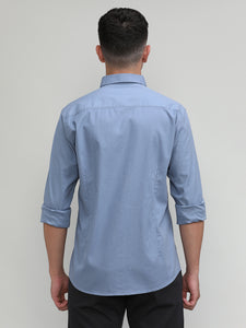 Carbon Blue Slim Fit Premium Cotton Lycra Solid Shirt -SS25
