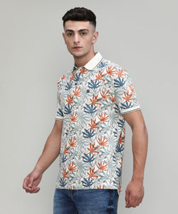 Sunflower Pique Cotton Lycra Printed Polo T-shirt