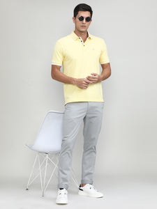 Popcorn Pique Cotton Lycra Solid Polo T-shirt