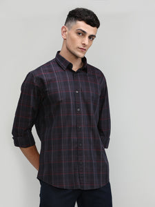 Exclusive Purple Collection Deep Green Slim Fit Premium Cotton Checks Shirt