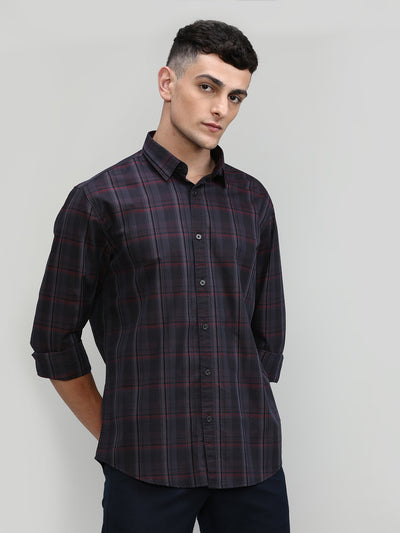 Exclusive Purple Collection Deep Green Slim Fit Premium Cotton Checks Shirt
