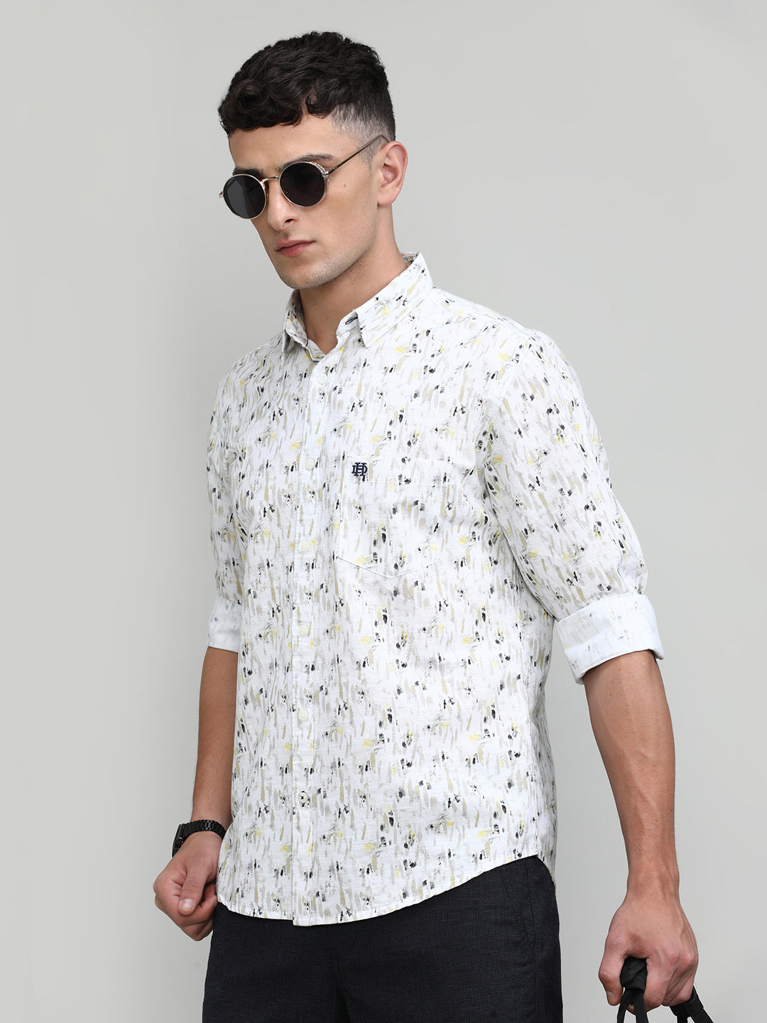 Lemon Slim Fit Premium Cotton Printed Shirt With Pocket-SS25