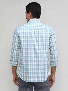 Exclusive Purple Collection Water Blue Slim Fit Premuim Cotton Checks Shirt