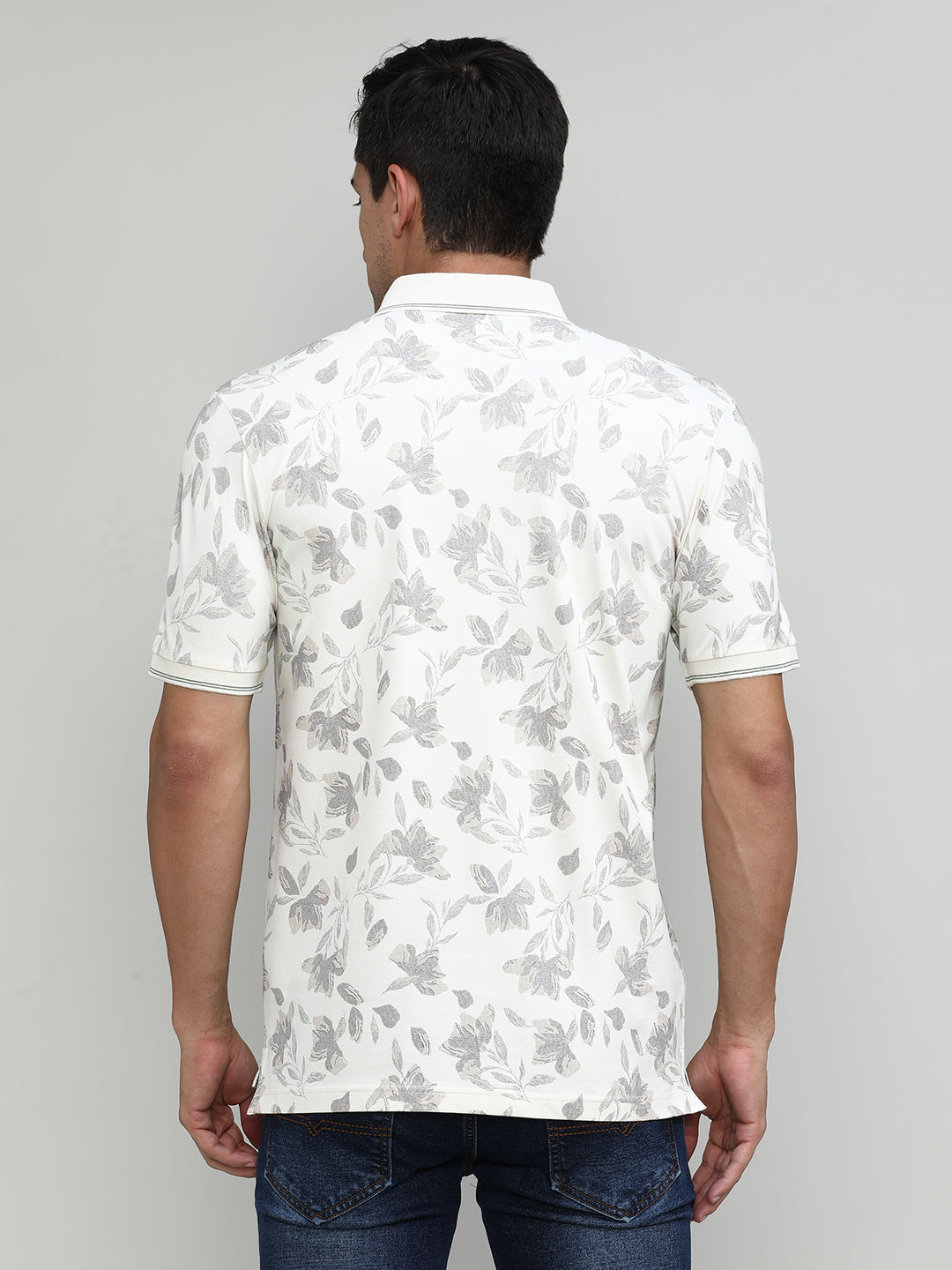 Sepia Pique Cotton Lycra Printed Polo T-shirt