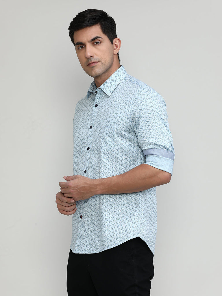 Sky Slim Fit Premium Cotton Printed Shirt With Pocket