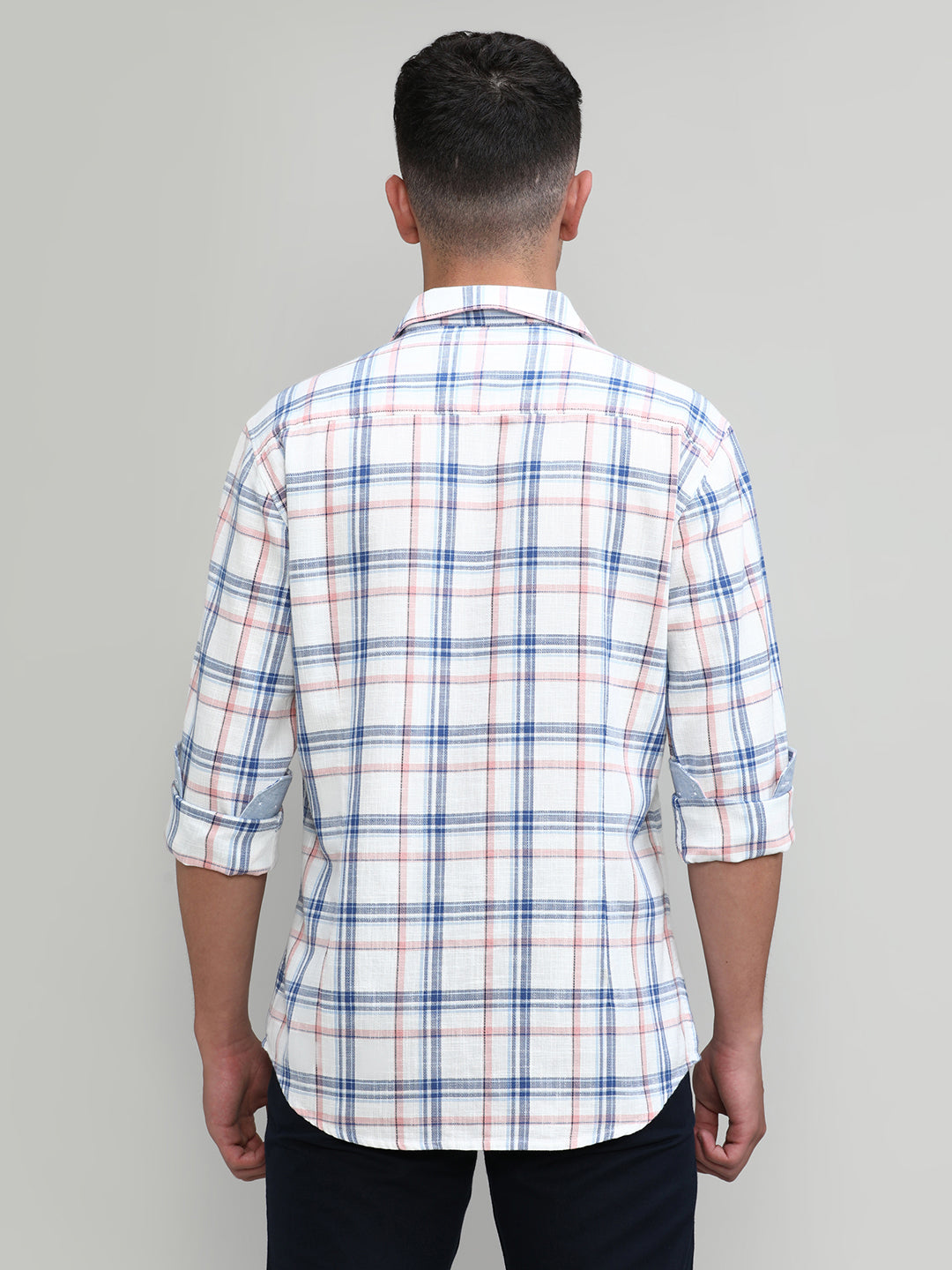Royal Blue Slim Fit Premuim Cotton Checks Shirt -SS25