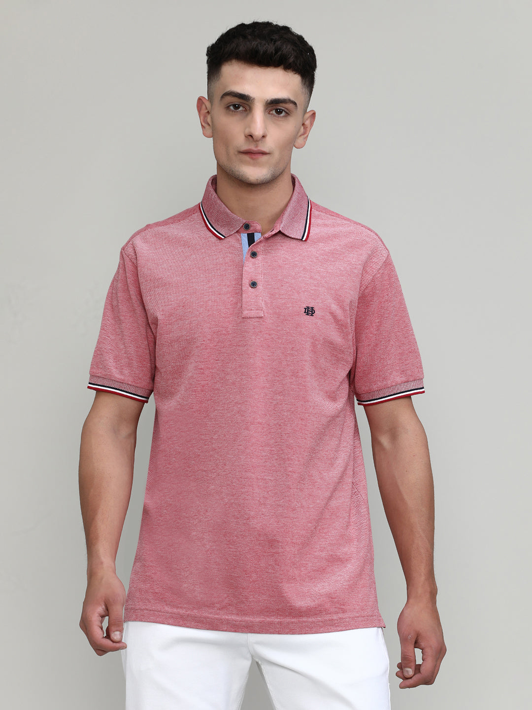 Red Pique Cotton Lycra Solid Polo T-shirt