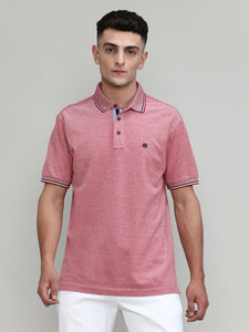 Red Pique Cotton Lycra Solid Polo T-shirt
