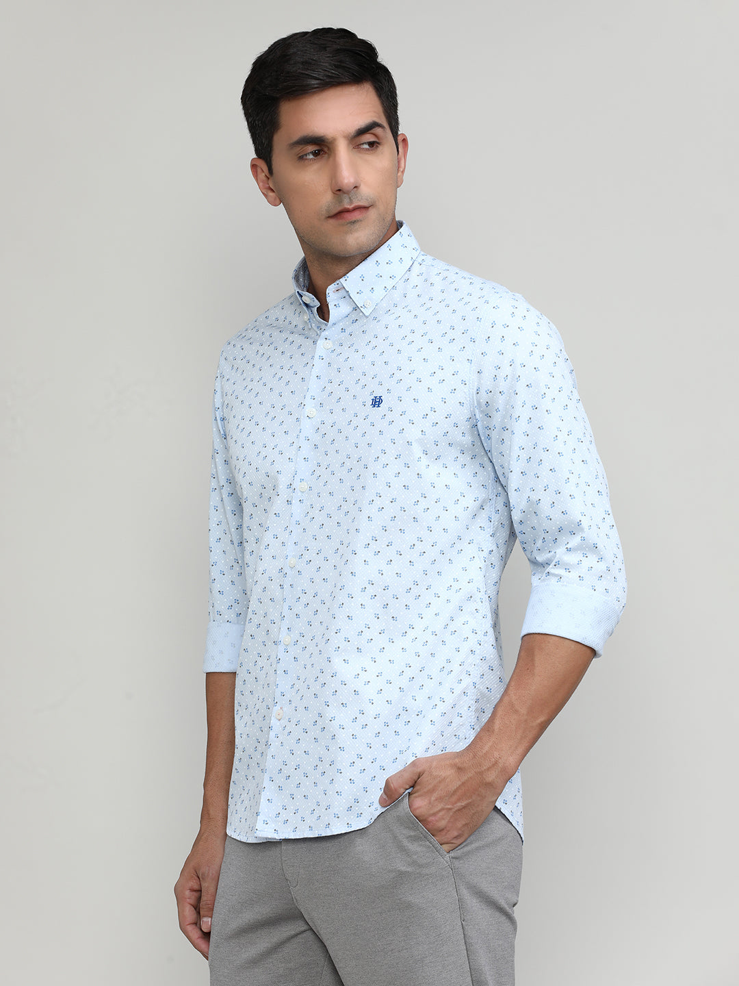 Sky Slim Fit Premium Cotton Printed Shirt -SS25