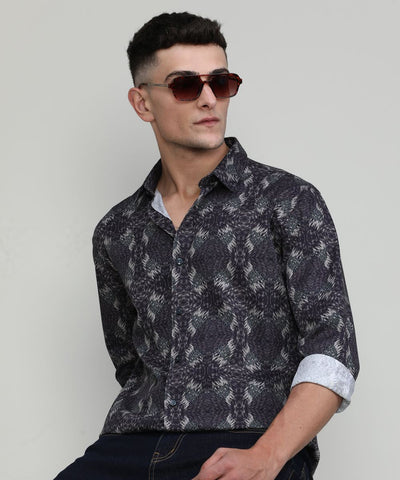 Exclusive Purple Collection Wine Slim Fit Printed Premium Cotton Shirt