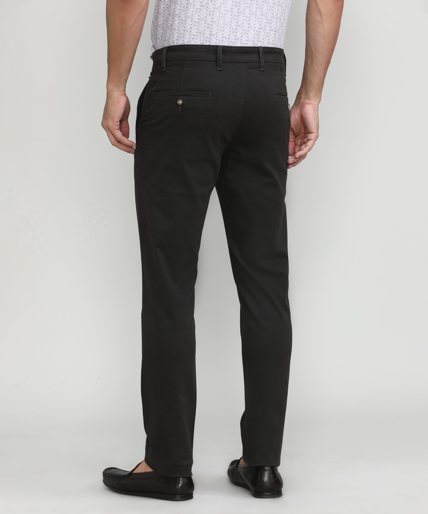 Dark Olive Shade Cotton Trousers Slim Tapered Fit