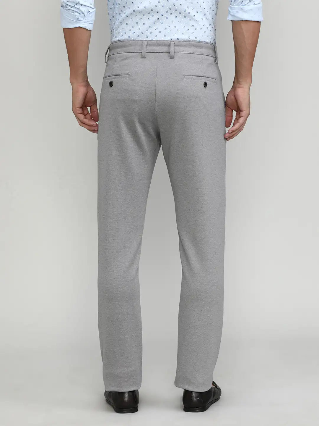 Grey Cotton Trousers Slim Tapered Fit