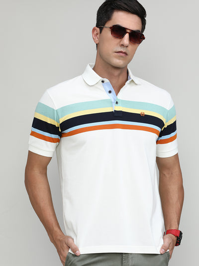 Butter Pique Cotton Lycra Stripes Polo T-shirt