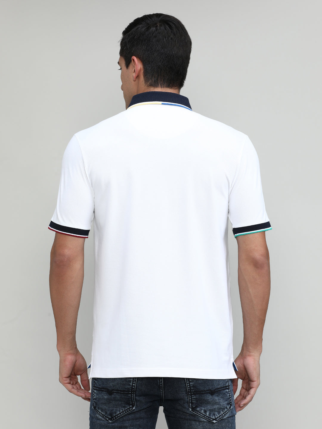 White Pique Cotton Lycra Solid Polo T-shirt