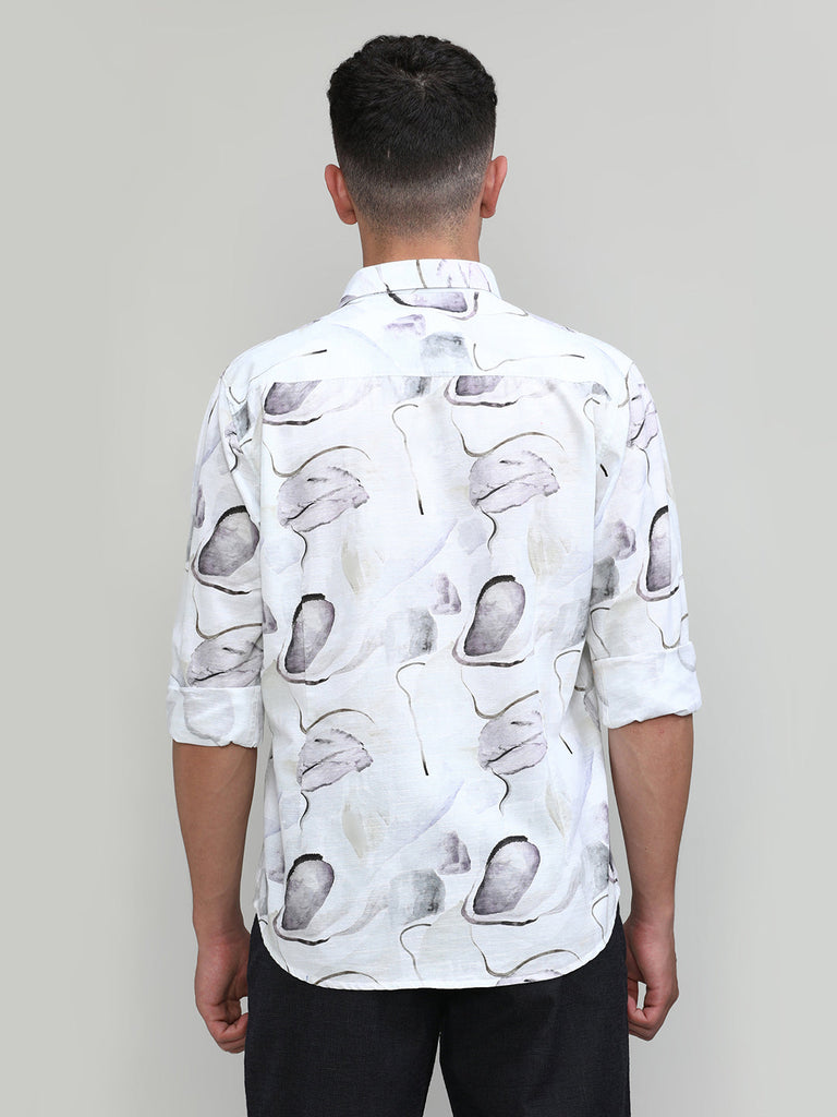 Lilac Slim Fit Premium Cotton Printed Shirt