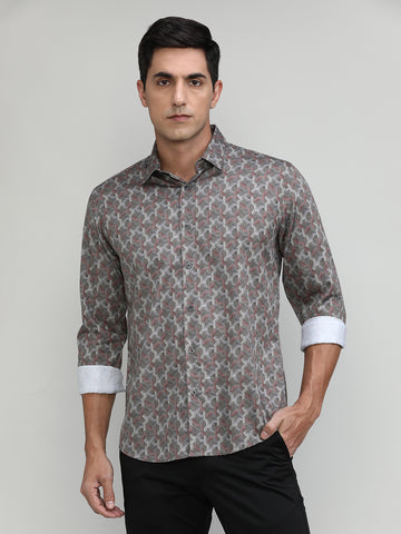 Exclusive Purple Collection Red Copper Slim Fit Printed Premium Cotton Shirt