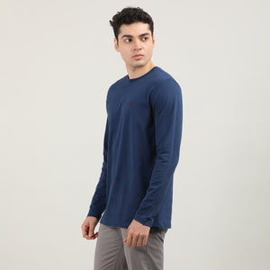Indigo, Cord Lycra, Round Neck, Full Sleeves, Solid, Sweatshirt