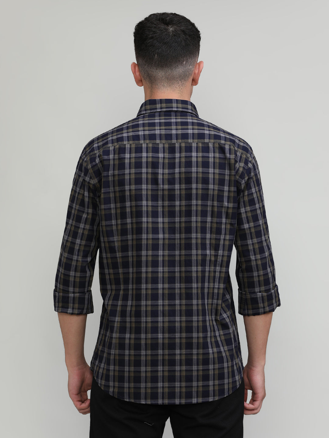 Exclusive Purple Collection Deep Blue Slim Fit Premium Cotton Checks Shirt